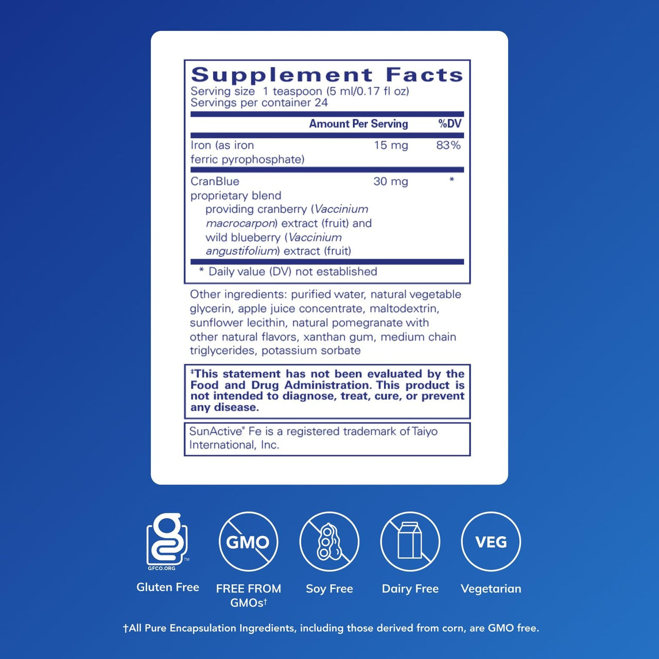 Pure Encapsulations Iron Liquid | Hypoallergenic Supplement Supports Hemoglobin and Myoglobin Function* | 4.1 fl. oz.