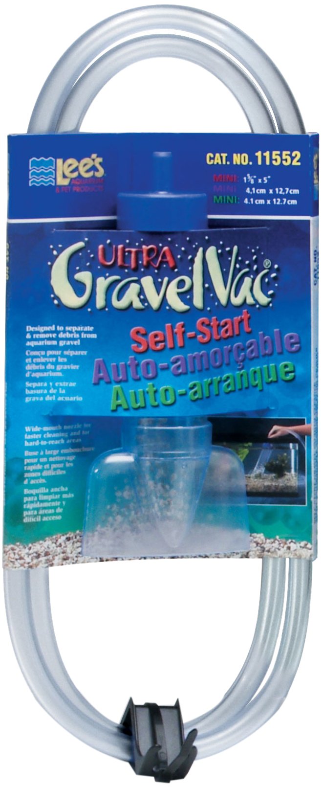 Lee's Ultra GravelVac, Self-Start with Nozzle & Hose Clip - 5" Mini