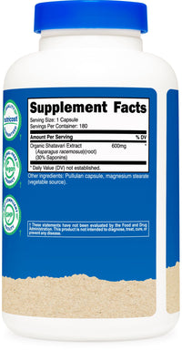 Thumbnail for Nutricost Shatavari 600mg, 180 Capsules, 180 Servings - CCOF Certified Made with Organic Shatavari, Non-GMO, Gluten Free, Vegetarian Friendly