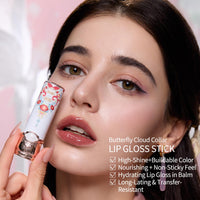 Thumbnail for Flower Knows Butterfly Cloud Collar Glossy Lipstick,Hydrating Solid Lip Gloss,Moisturizing Red Tinted Lip Balm,Long Lasting Lip Gloss in Balm for Girls&Women,(C07 Red Bean)