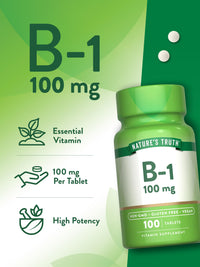 Thumbnail for Nature's Truth Vitamin B1 100mg (Thiamine) | 100 Count | Vegan, Non-GMO & Gluten Free Supplement