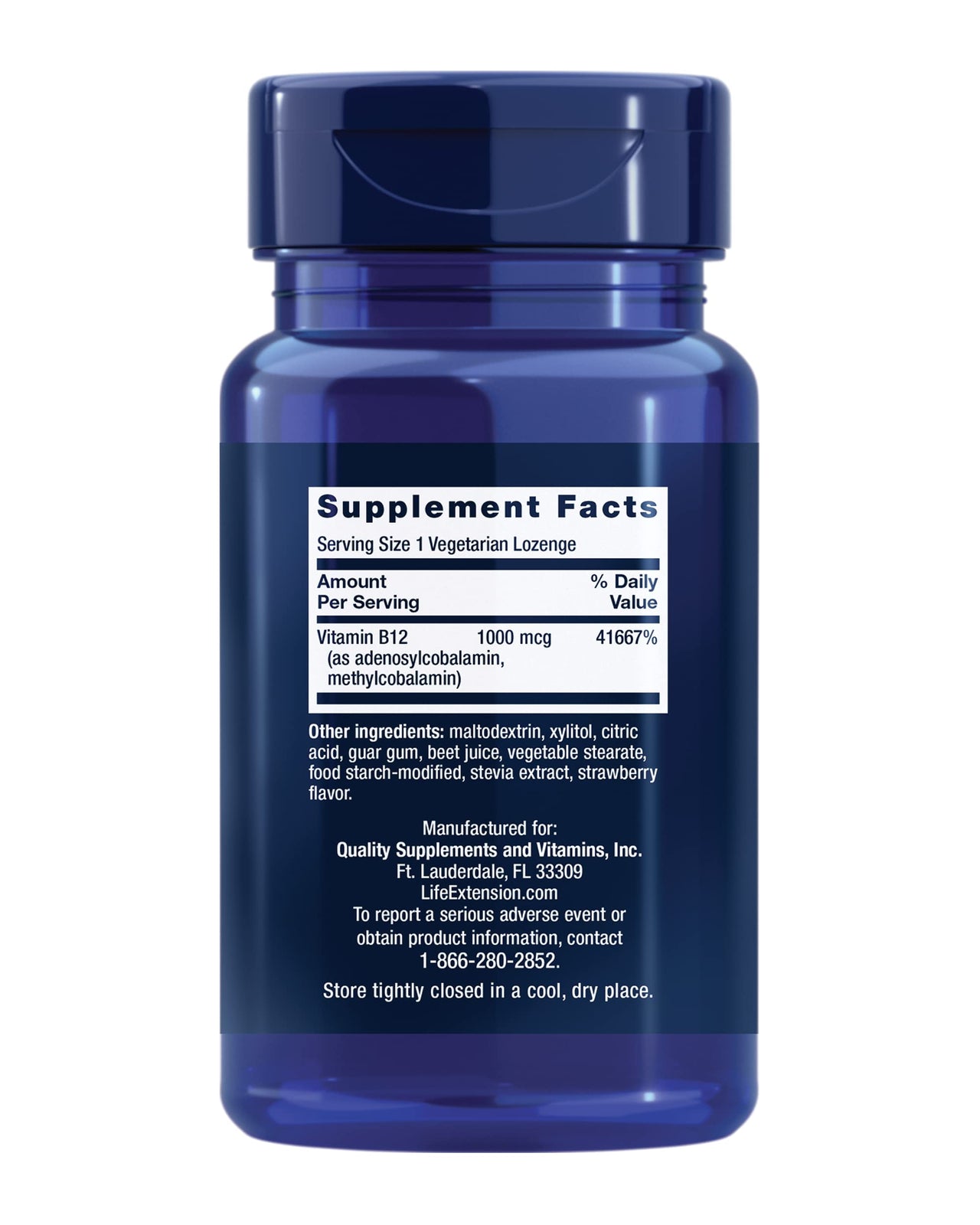 Life Extension B12 Elite, adenosylcobalamin, methylcobalamin, Two Active Forms for Brain Health & Dopamine Production, Non-GMO, Gluten-Free, Vegetarian, 60 lozenges