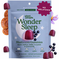 Thumbnail for Plant People WonderSleep Mushroom Gummies Supplement for Sleep, No Melatonin with Reishi Super Mushrooms, Wild Elderberry Flavor, Sugar Free (60 Count)