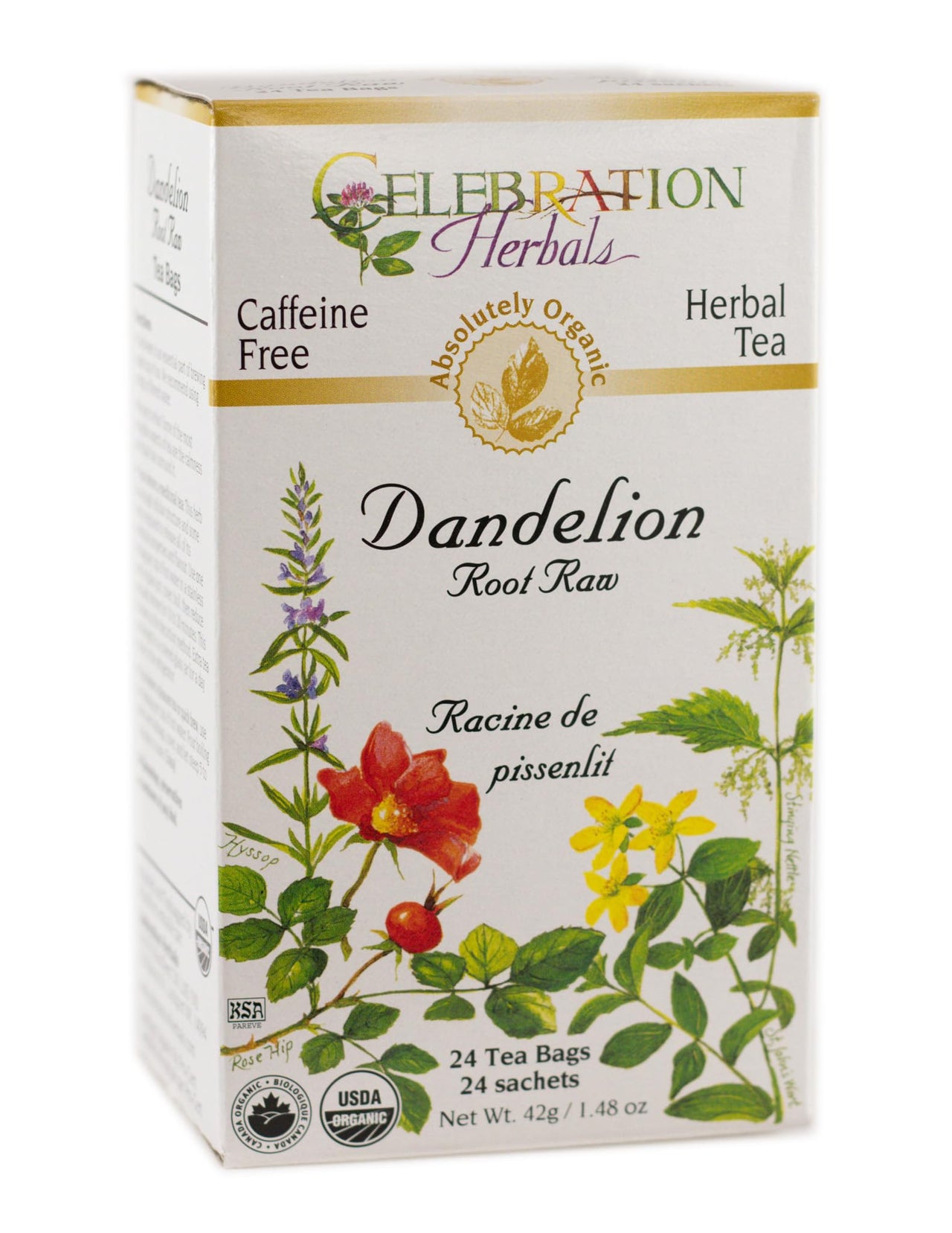 Celebration Herbals - Organic Dandelion Root Raw Tea - Caffeine Free 24 Bags