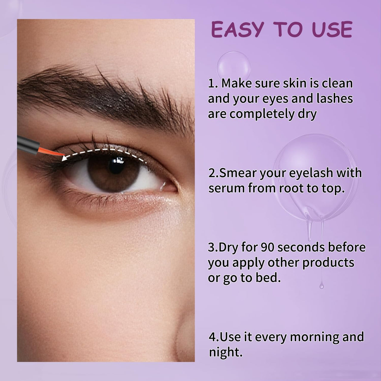 Eyelash Growth Serum with Natural Formula Advanced Lash Enhancing Serum for Longer,Thicker,Fuller Looking Lashes Gentle & Vegan for Eyelash Growth 0.17 Fl Oz (5mL)