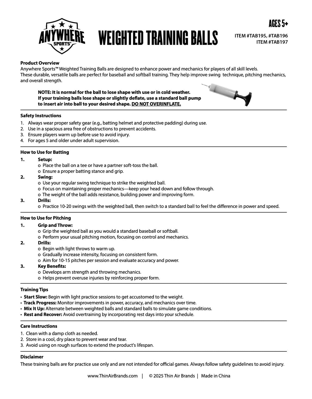 Anywhere Sports Weighted 16 oz Training Baseballs - Hitting & Pitching for All Skill Levels - Improve Power and Mechanics with Weighted Baseball Training Balls, 2.85” Diameter