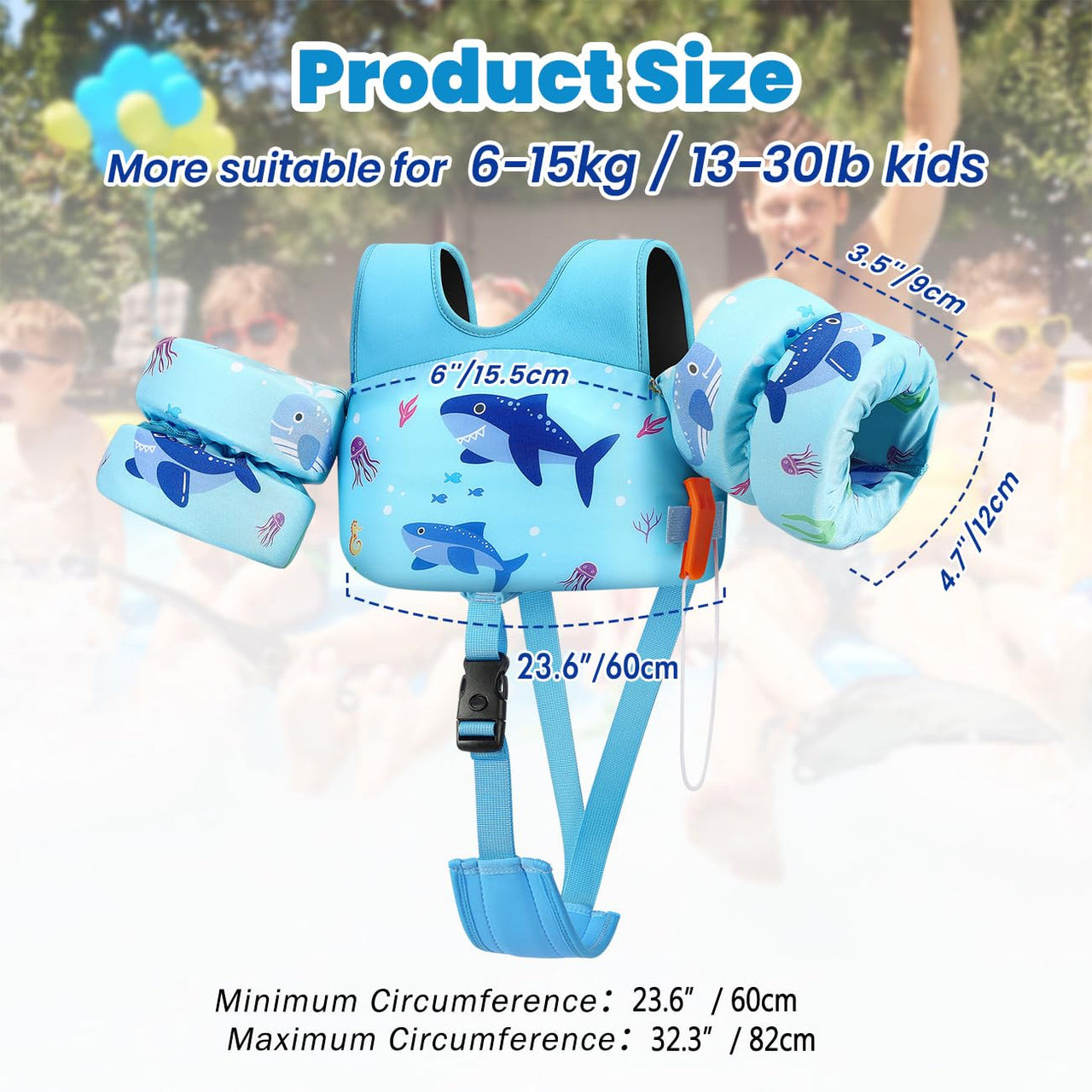 HeySplash Toddler Swim Vest, Toddler Floaties Fit 13-30 Lbs, Puddle Kids Jumper with Adjustable Strap, Pool Float Jacket Arm Floaties Baby Floatie Water Wing, Pool Sea Swimming Aid