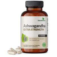Thumbnail for Futurebiotics Ashwagandha Extra Strength Stress & Mood Support with BioPerine - Non GMO Formula, 100 Vegetarian Capsules