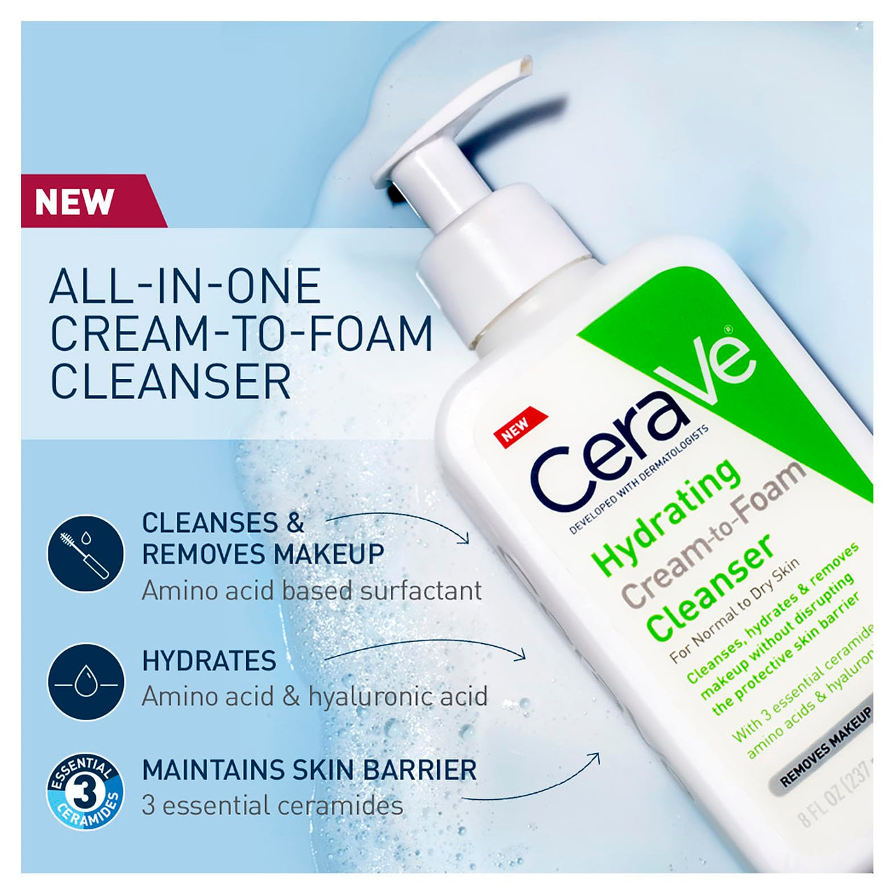 CeraVe Foaming Facial Cleanser | Daily Face Wash for Oily Skin | Hyaluronic Acid + Ceramides + Niacinamide | Fragrance Free & Paraben Free | Non - Drying Oil Control Face Wash | 8 Fluid Ounce