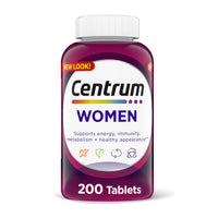 Thumbnail for Centrum Multivitamin Tablet for Women, Multivitamin/Multimineral Supplement with Iron, Vitamin D3, B Vitamins and Antioxidant Vitamins C and E, Gluten Free, Non-GMO Ingredients - 200 Count