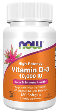 Thumbnail for NOW Foods Supplements, Vitamin D-3 10,000 IU, Highest Potency, Structural Support*, 120 Softgels