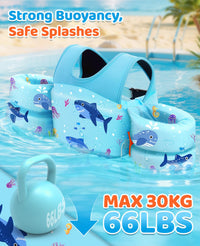 Thumbnail for HeySplash Swim Vest for Kids, Toddler Pool Floaties Fit 33-66 Lbs, Children Swimming Vest with Adjustable Strap, Swim Jacket Water Wing Arm Float, Puddle Beach Boat Jumper Boy Girl,Blue Shark