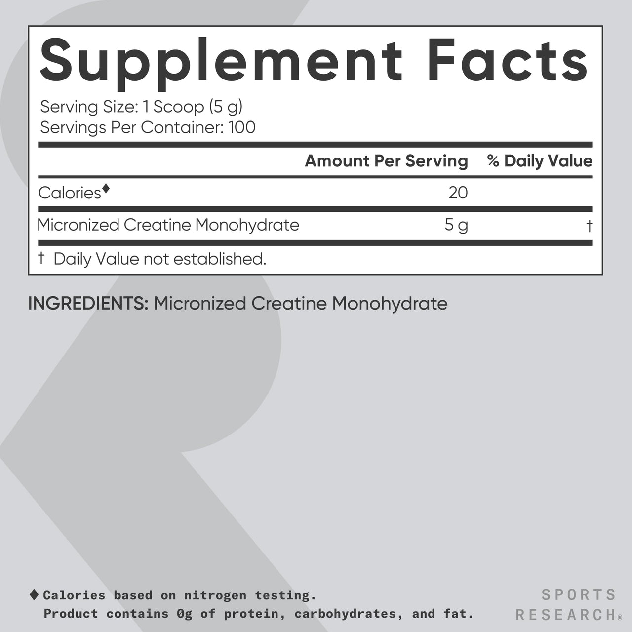 Sports Research Creatine Monohydrate - Gain Lean Muscle, Improve Performance and Strength and Support Workout Recovery* - 5 g Micronized Creatine - 17.64 oz