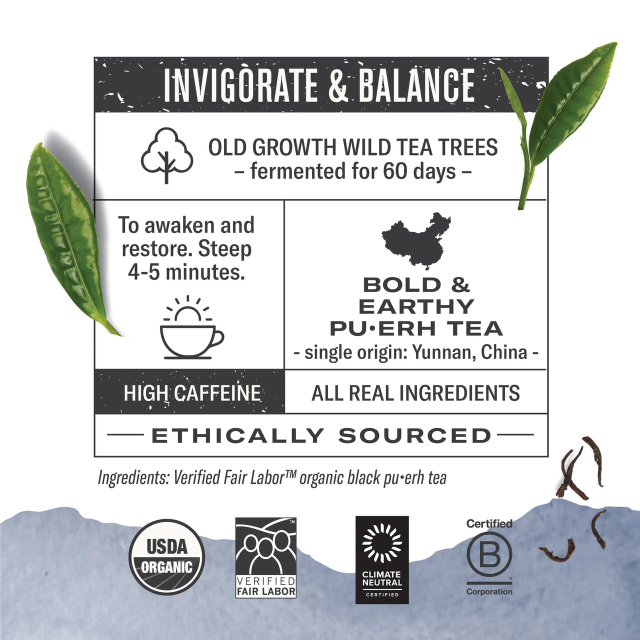 Numi Organic Emperor's Pu-erh Tea, 16 Dark Tea Bags, Aged Fermented Yunnan Black Tea, Caffeinated