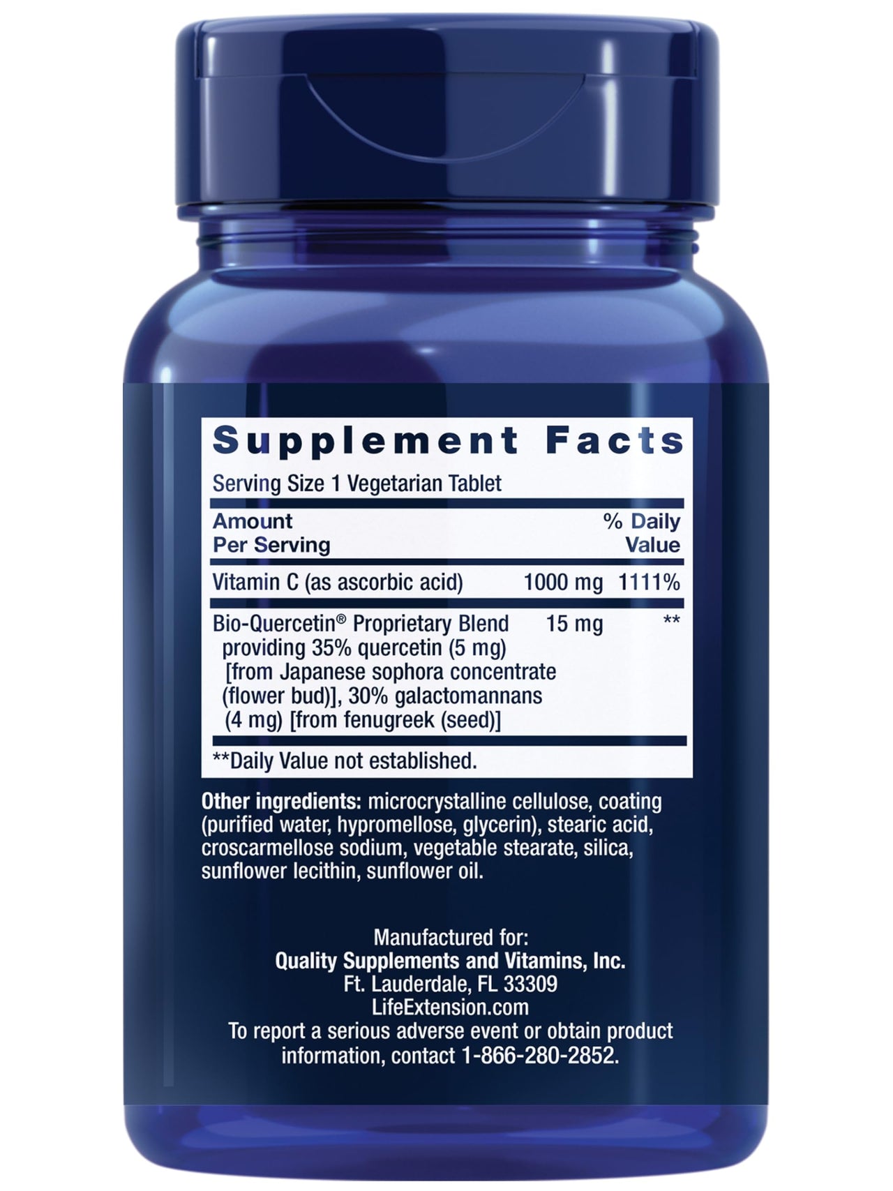 Life Extension Vitamin C and Bio-Quercetin®, Cardiovascular Health Supplement, Immune Support, Highly absorbable, quercetin, Vitamin C, Gluten Free, Non-GMO, Vegetarian, 60 Tablets