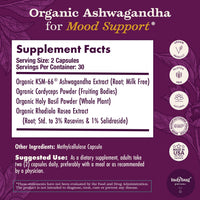 Thumbnail for Organic Mood Pills - 60 Capsules Organic Ashwagandha Supplements for Women and Men, Ashwagandha Root Capsules with Cordyceps, Holy Basil & Rhodiola, Reduce Stress, Boosts Mood and Cognitive Function