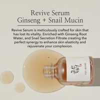 Thumbnail for Beauty of Joseon Revive Snail Mucin Ginseng Serum Hydrating Peptide Facial Moisturizer Dark Spot Acne Scar Remover for Sensitive Face. Korean Skin Care for Men and Women, 30ml, 1fl. oz