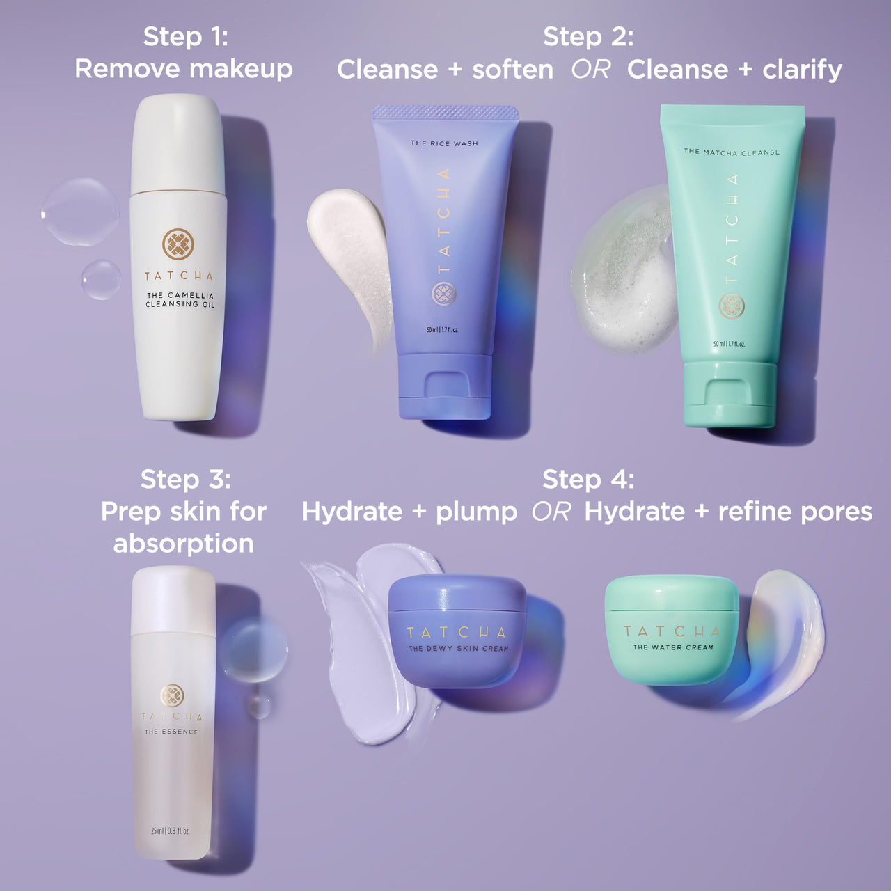 TATCHA Mini Favorites Set | Travel Sized Bestselling Cleansers, Essence, and Moisturizers | $120 Value