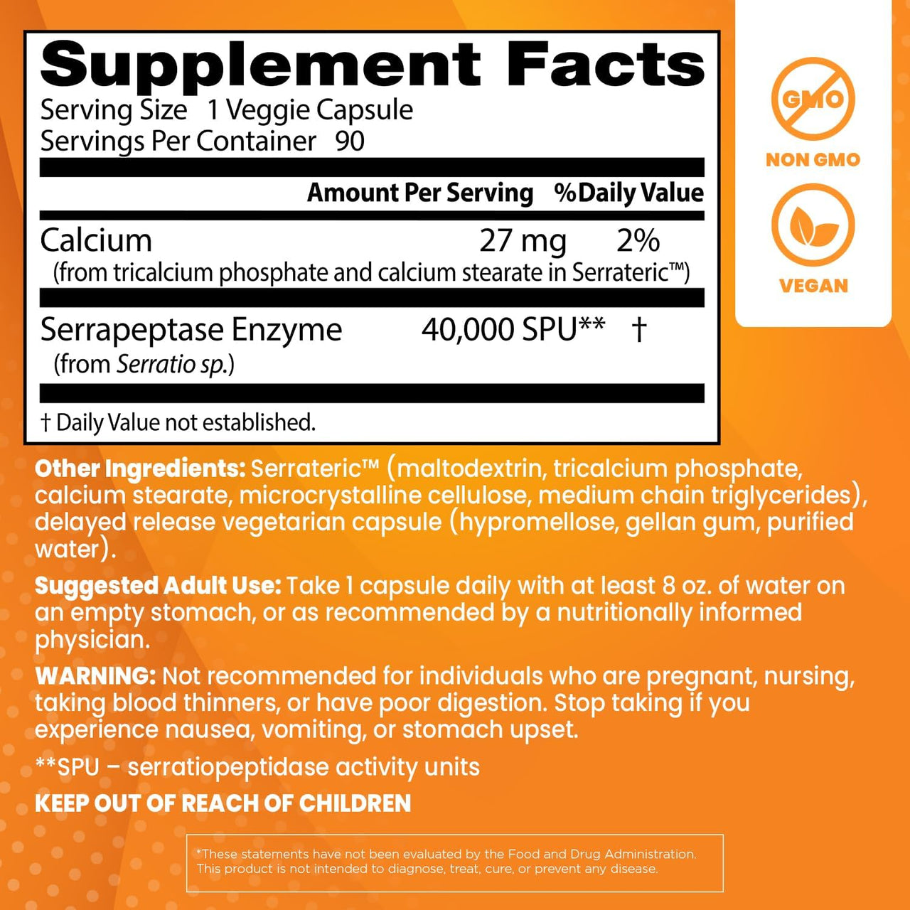 Doctor's Best, Serrapeptase, 40,000 SPU, 90 Veggie Caps