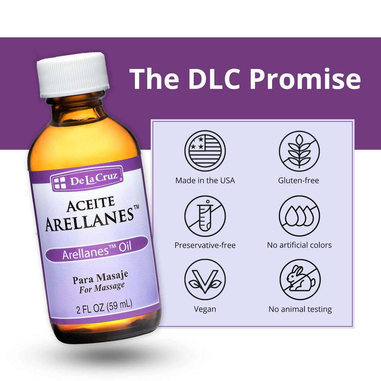 De La Cruz - Arellanes Oil Blend - Massage Oil - Moisturizing Body Oil with Rosemary - 2 fl OZ (6 Bottles)