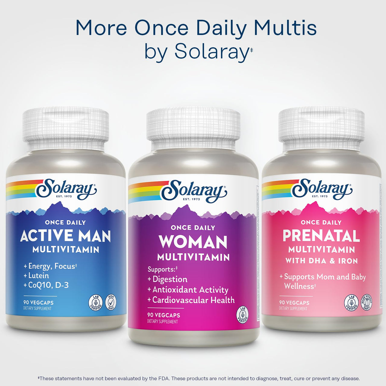 SOLARAY Once Daily Woman Multivitamin with Iron, Cellular Energy, Digestion, Red Blood Cell Support, Multivitamin for Women w/Vitamin D, Vitamin B12, Prenatal Vitamins Support w/Folic Acid, 90 Serv