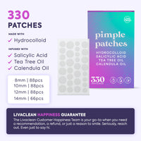 Thumbnail for LivaClean 330 CT Pimple Patches for Face w/Salicylic Acid, Tea Tree Oil & Calendula Oil - Four Sizes - Pimple Patch, Hydrocolloid Patch, Acne Patches for Face