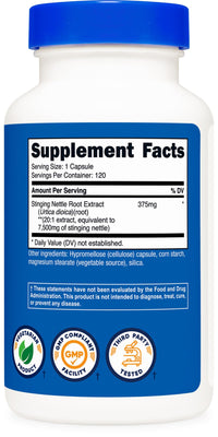 Thumbnail for Nutricost Stinging Nettle Root Extract 120 Capsules for 120 Servings Per Bottle - Vegetarian, GMO Free and Gluten Free