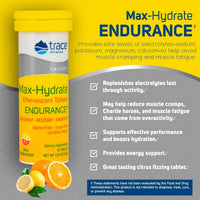 Thumbnail for Trace Minerals Max-Hydrate Endurance - Daily Energy Support Supplement - Electrolyte Supplement to Aid Against Muscle Cramps - Supplement to Support Hydration - Citrus, 10 Tabs (80 Servings)