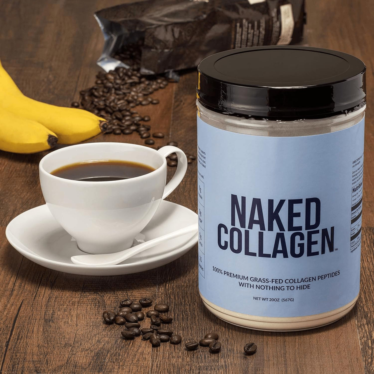 NAKED Collagen Peptides Protein Powder, 60 Servings, Pasture-Raised, Unflavored Grass-Fed Hydrolyzed Collagen Supplement, NSF Certified, Paleo Friendly, Non-GMO, Keto, Gluten Free, 20oz