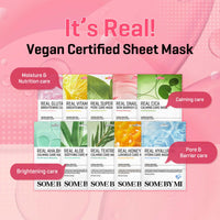 Thumbnail for SOME BY MI Real Aloe Soothing Care Mask - Pack of 10 - Made from Real Aloe for Dry and Oily Skin - Daily Vegan Korean Sheet Mask for Skin Calming and Soothing - Korean Skin Care