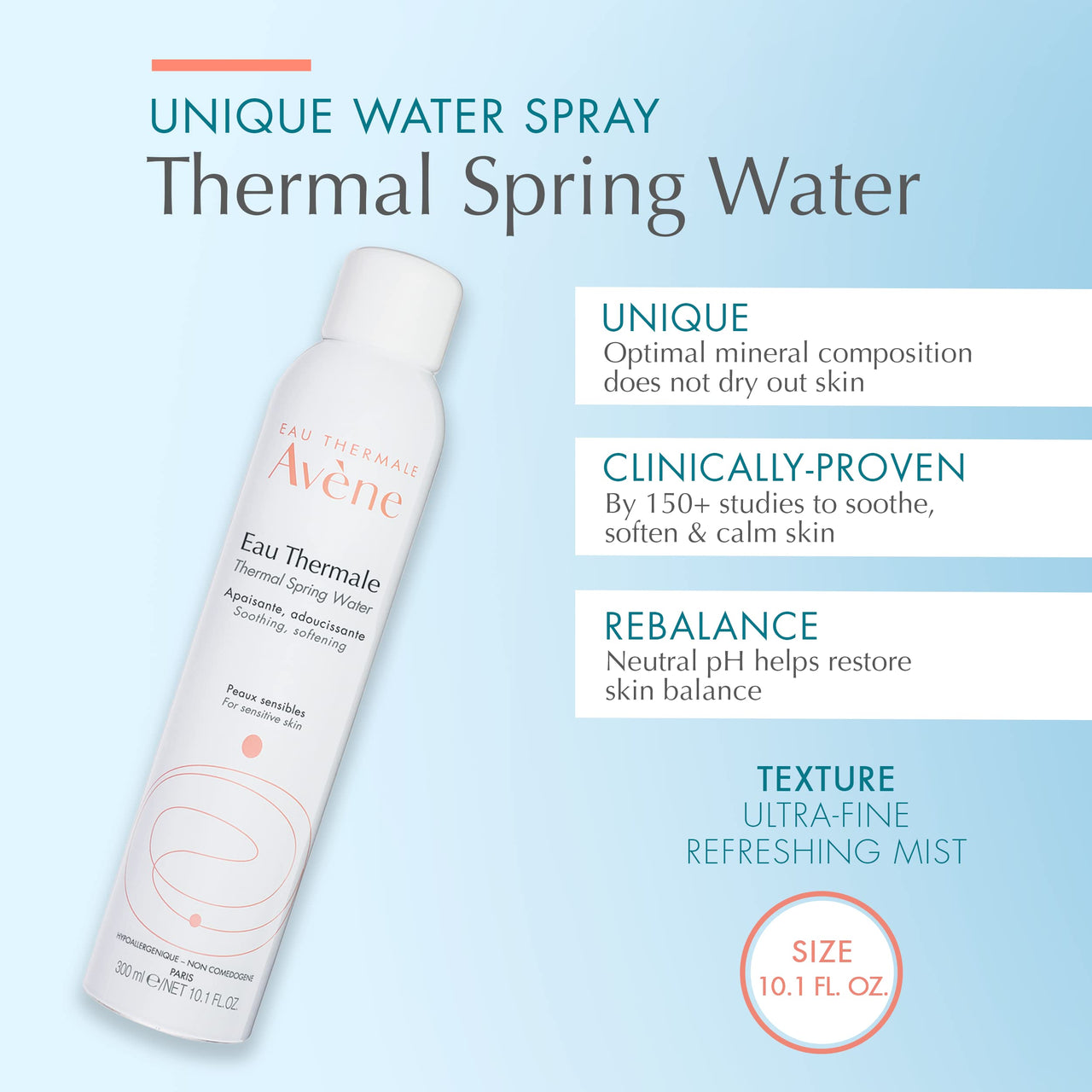 Avene Thermal Spring Water, Soothing Calming Facial Mist Spray Duo, 10.1 Oz, Set of 2