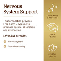 Thumbnail for Solgar L-Tyrosine 500 mg, 100 Vegetable Capsules - Brain & Nervous System Support - Vegan, Gluten Free, Dairy Free, Kosher - 100 Servings,Standard Packaging