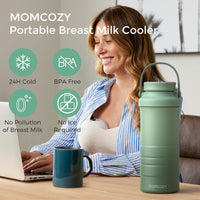 Thumbnail for Momcozy 22oz Portable Breast Milk Cooler for Outdoor, Life Saver with 360° Total Cooling for 24 Hours, Larger Capacity Travel Breastmilk Chiller with 2pcs Baby Bottles for Breastmilk Storage, Green