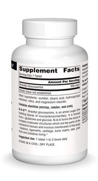 Thumbnail for Source Naturals N-A-G 500 mg N-Acetyl Glucosamine for Connective Tissue Support* - 120 Tablets