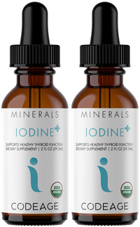 Thumbnail for Codeage USDA Organic Iodine Drops – 250 Mcg - 1+ Year Supply - Liquid Iodine Supplement – Iodine Drops Solution - Pure, Clear Iodine - Vegan Iodine Liquid Drop - 2 fl oz - (2 Pack)
