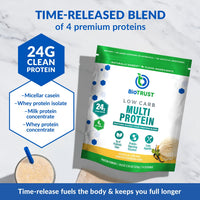 Thumbnail for BioTrust Low Carb Protein Powder - Natural and Delicious Whey & Casein Blend from Grass-Fed Hormone Free Cows - Non GMO, Soy Free, Gluten Free, Hormone Free (Vanilla)
