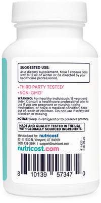 Thumbnail for Nutricost Probiotic for Women 10 Billion CFU, 120 Capsules - Complex with Acacia Fiber, Uva Ursi & Cranberry Extract, Non-GMO & Gluten Free