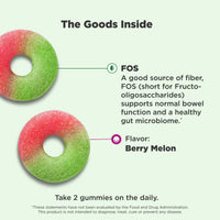 Thumbnail for OLLY Fiber Gummy Rings, 5g Prebiotic Fiber, FOS (Fructo-oligosaccharides), Digestive Support, Berry Melon 50ct (Pack of 2)
