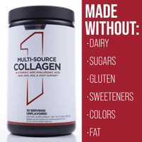 Thumbnail for Rule 1 Proteins Multi-Source Collagen Powder - Bovine, Chicken, Fish & Eggshell Collagen Sources + Hyaluronic Acid & Vitamin C for Hair, Skin, & Nail Support (25 Servings, Unflavored)
