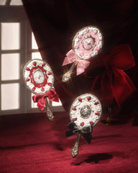Thumbnail for Flower Knows Strawberry Cupid Hand Mirror,Vintage Handheld Mirror,Fancy & Pretty Princess Mirror with Long Handle,Gift for Girls & Women(Red Velvet)
