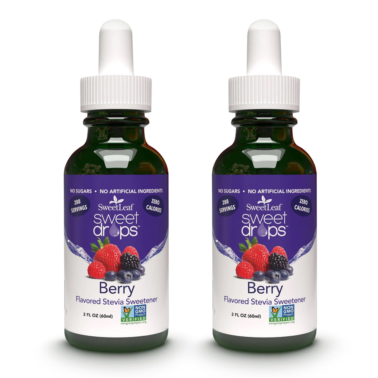 SweetLeaf Sweet Drops - Flavored Stevia Liquid Sweetener, Organic Stevia Extract, Zero Calories, Gluten Free, Keto Friendly, Non GMO, Natural Flavors, Sugar Alternative - Berry, 2 Fl Oz (Pack of 2)