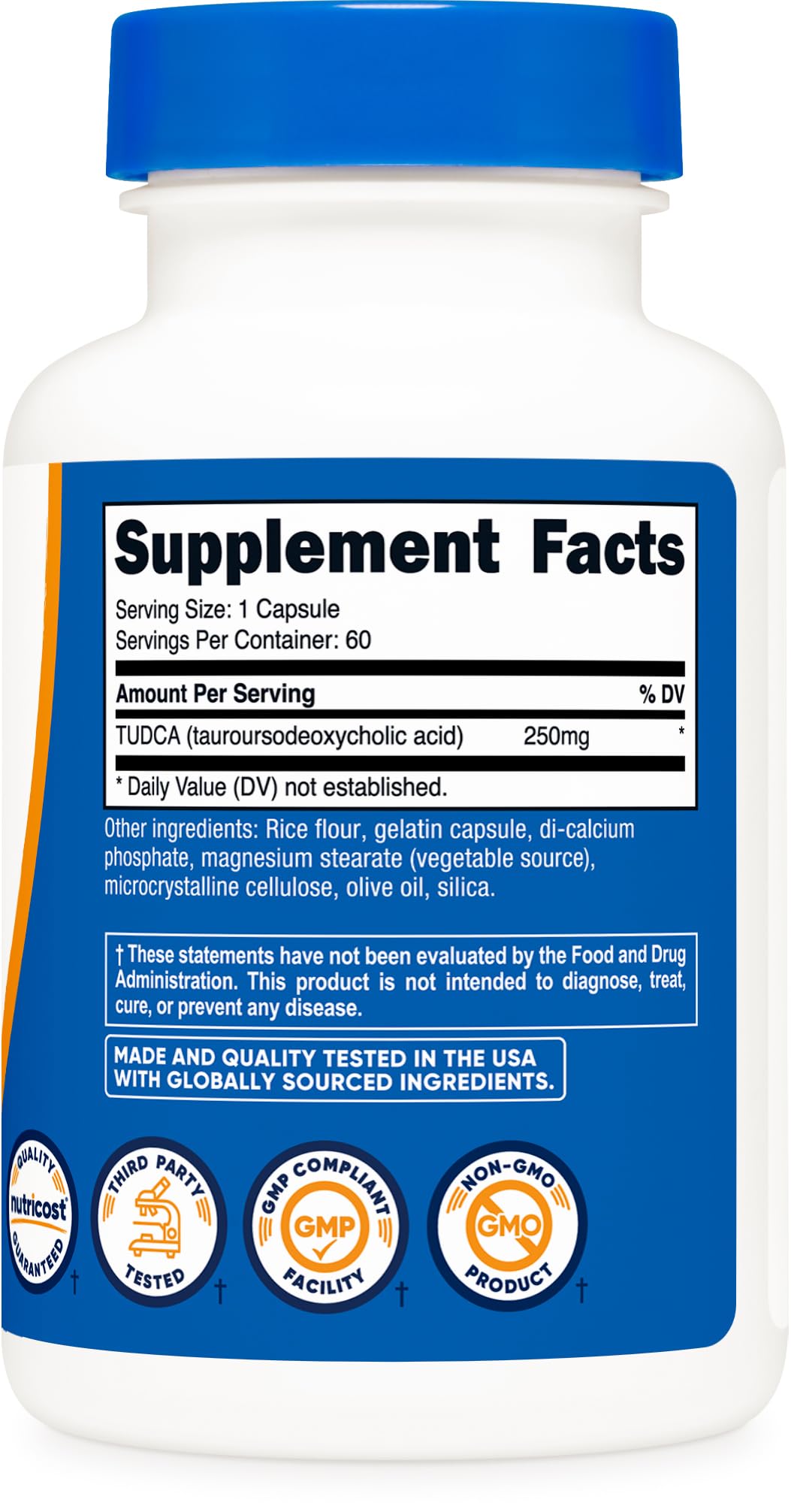 Nutricost Tudca 250mg, 60 Capsules (Tauroursodeoxycholic Acid) - Premium Quality