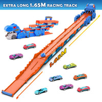 Thumbnail for VATOS Toddler Truck Toy - Ejection Folding Dinosaur Track, Portable Truck Car with 8 Race Cars, Best Gift Toy Cars Set for Toddlers 3 4 5 6 7 Years Old