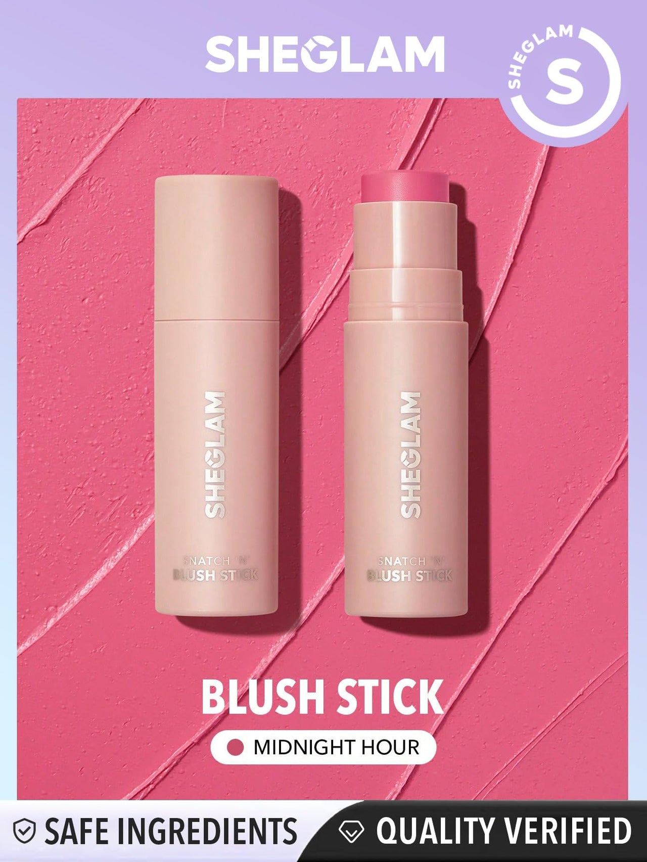 SHEGLAM Snatch N Cream Blush Stick Longlasting High Pigment Blush for Cheeks - Midnight Hour