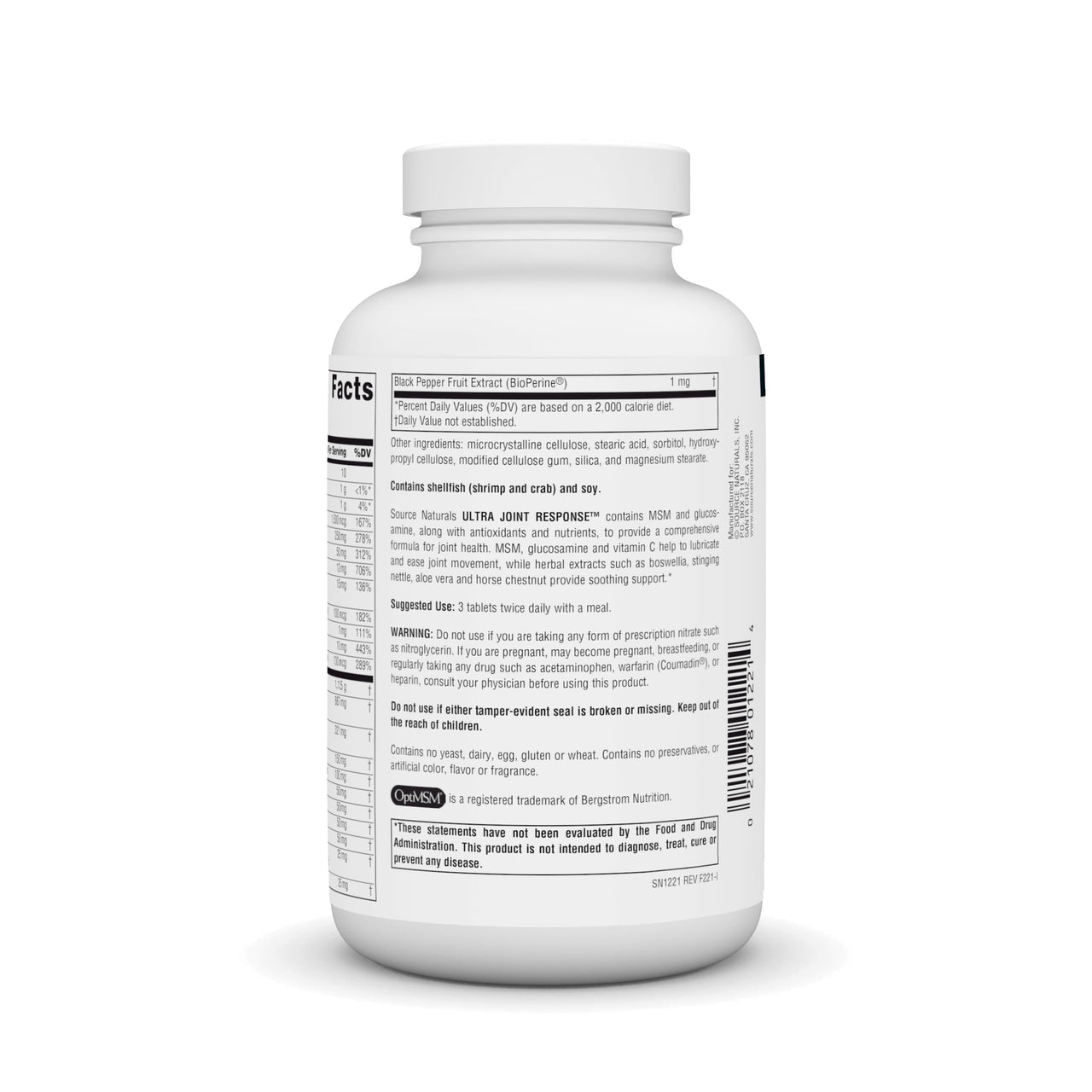 Source Naturals Ultra Joint Response, Glucosamine & MSM, Promotes Joint Health* - 180 Tablets