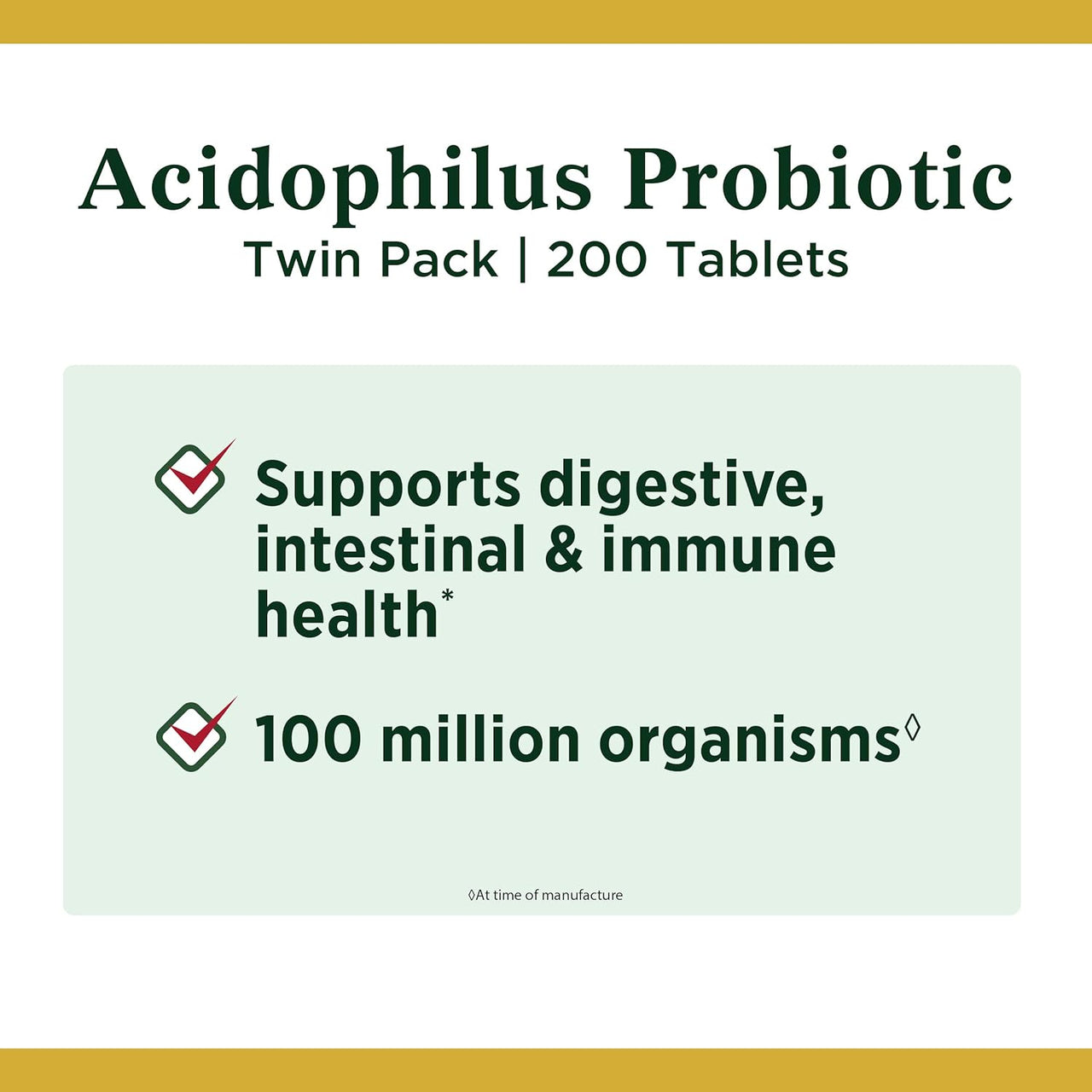 Nature’s Bounty Acidophilus Probiotic Tablets (Twin Pack)