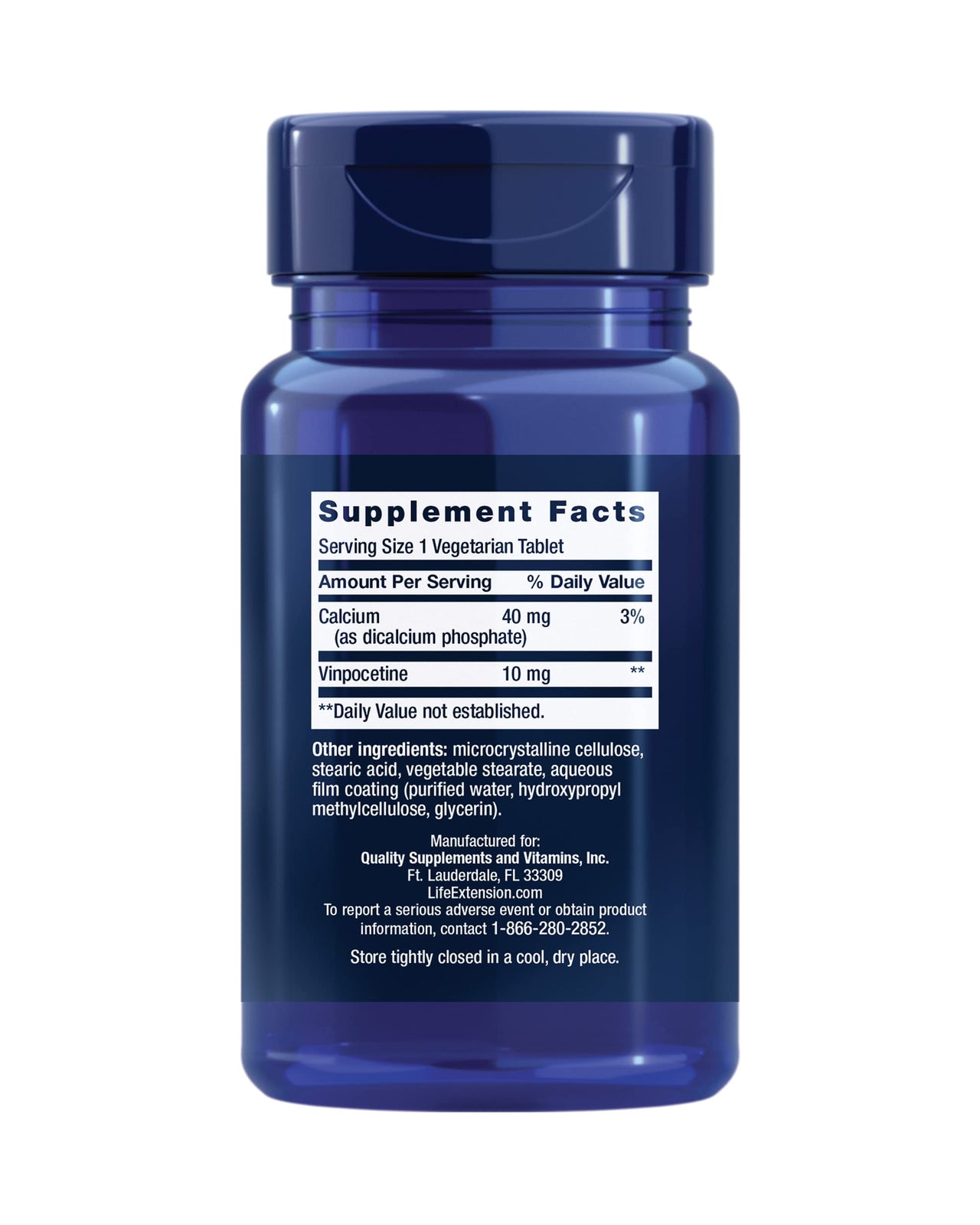 Life Extension Vinpocetine, derived from Periwinkle Plant, Concentration and Memory, Gluten-Free, Non-GMO, Vegetarian, 100 Tablets