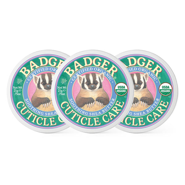 Badger Cuticle Cream, Deep Hydration for Dry, Cracked Cuticles & Hangnails, 100% Organic Cuticle Balm with Rich Shea Butter for Strong, Healthy Nails, Non-Greasy Cuticle Oil, .75oz Tin, 3-Pack