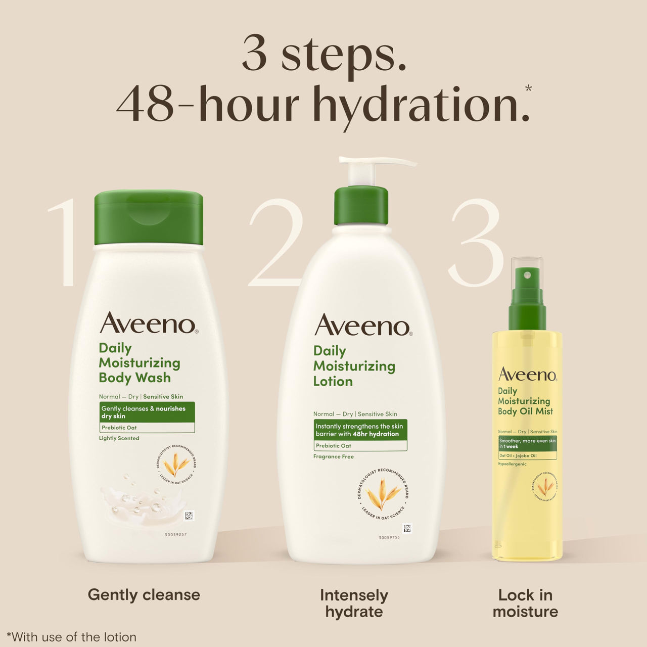 Aveeno Daily Moisturizing Dry Body Oil Mist with Oat & Jojoba Oil for Dry, Rough, Sensitive Skin, Lightweight, Non-Greasy, Body Spray, Paraben, Silicone & Phthalate-Free, 6.7 fl oz