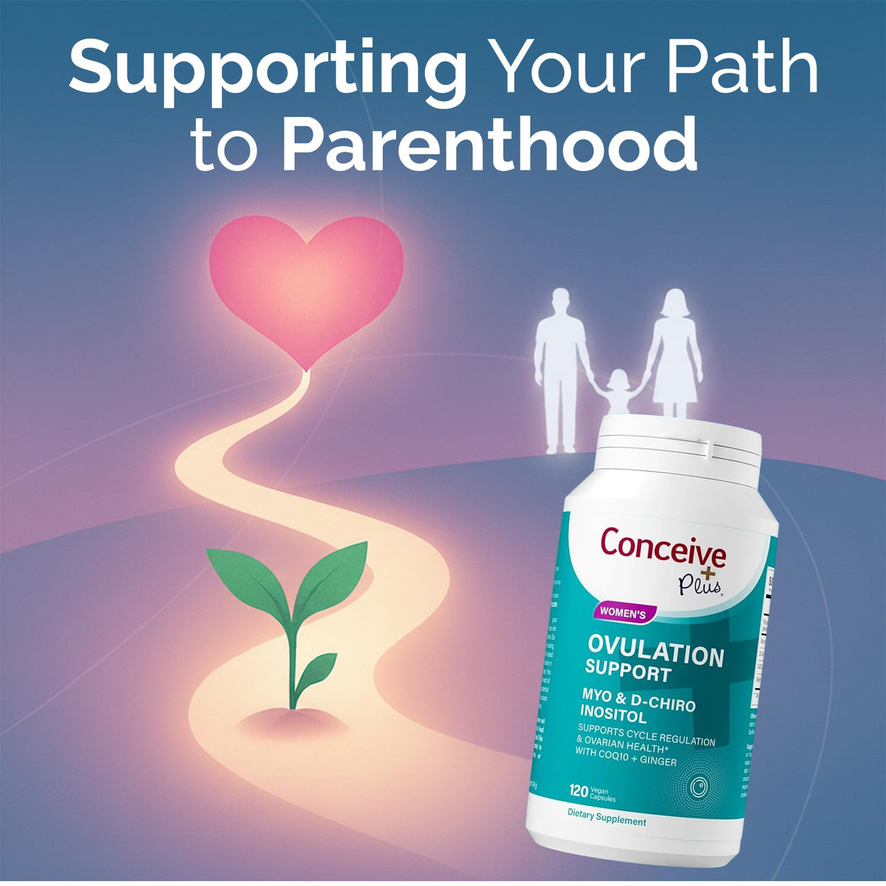 CONCEIVE PLUS Ovulation Support | Myo-Inositol & D-Chiro Inositol for Women Fertility | PCOS Supplements for Reproductive Health Hormone Balance for Women | COQ10, Folic Acid, Ginger | 30 Day Supply